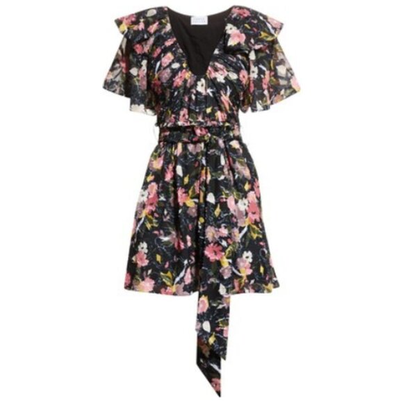 New! Tanya Taylor Mara Tie-Waist Floral Fil Coupe Mini Dress nwt 30445 - Picture 2 of 11